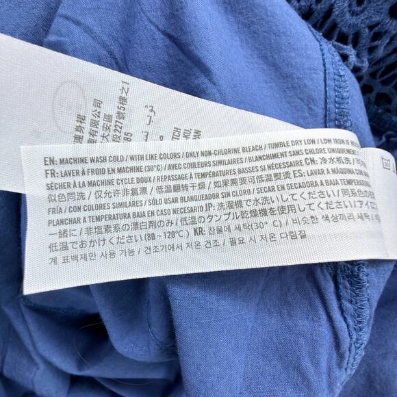 Abercrombie Fitch Babydoll Mini Dress M Blue Lace Trim Embroidered Buttons Lined - Picture 4 of 13